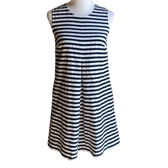 J. McLaughlin Tracy Blue & White Stripe Shift Dress (M) - Picture 4 of 12